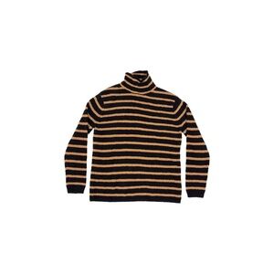 J.Crew Factory Cozy Rollneck Pullover Sweater Fireside Stripe Black Tan - Small